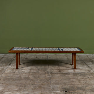 Gordon and Jane Martz Rectangular Coffee Table with Blue and White Tile Inlay