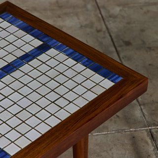 Gordon and Jane Martz Rectangular Coffee Table with Blue and White Tile Inlay