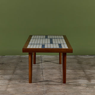 Gordon and Jane Martz Rectangular Coffee Table with Blue and White Tile Inlay