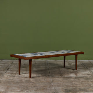 Gordon and Jane Martz Rectangular Coffee Table with Blue and White Tile Inlay