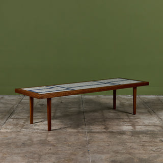 Gordon and Jane Martz Rectangular Coffee Table with Blue and White Tile Inlay
