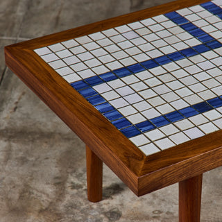 Gordon and Jane Martz Rectangular Coffee Table with Blue and White Tile Inlay