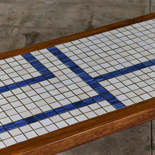 Gordon and Jane Martz Rectangular Coffee Table with Blue and White Tile Inlay