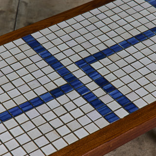 Gordon and Jane Martz Rectangular Coffee Table with Blue and White Tile Inlay