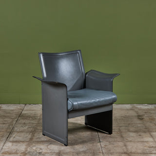 ON HOLD ** Matteo Grassi Gray Leather Lounge Chair
