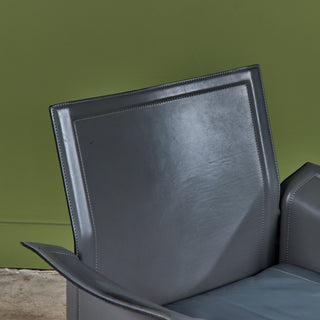 ON HOLD ** Matteo Grassi Gray Leather Lounge Chair
