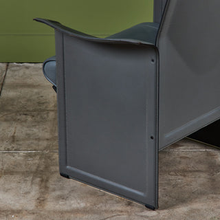 ON HOLD ** Matteo Grassi Gray Leather Lounge Chair