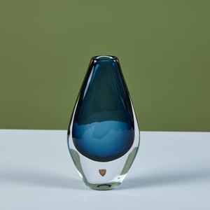 ON HOLD ** Blue Glass Vase by Nils Landberg for Orrefors