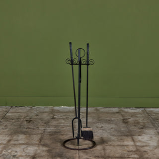 Oversized Wrought Iron Fireplace Tool Set