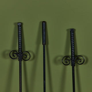Oversized Wrought Iron Fireplace Tool Set