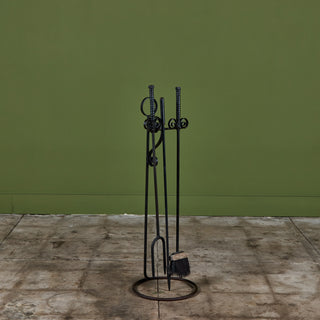 Oversized Wrought Iron Fireplace Tool Set