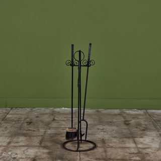 Oversized Wrought Iron Fireplace Tool Set