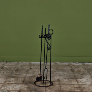 Oversized Wrought Iron Fireplace Tool Set