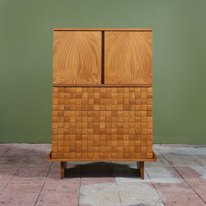 ON HOLD ** Paul Laszlo "Basket Weave" Highboy Dresser for Brown Saltman