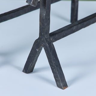 Pair of Brutalist Cast Iron Andirons