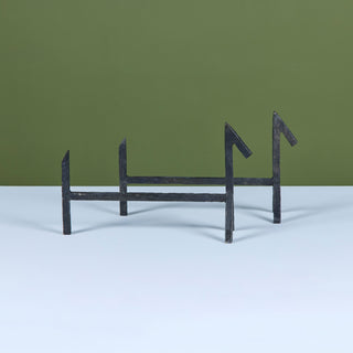 Pair of Brutalist Cast Iron Andirons