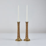 Pair of Brass Textured Candlesticks