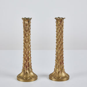 Pair of Brass Textured Candlesticks