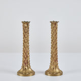 Pair of Brass Textured Candlesticks