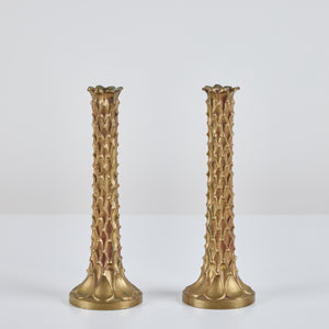 Pair of Brass Textured Candlesticks