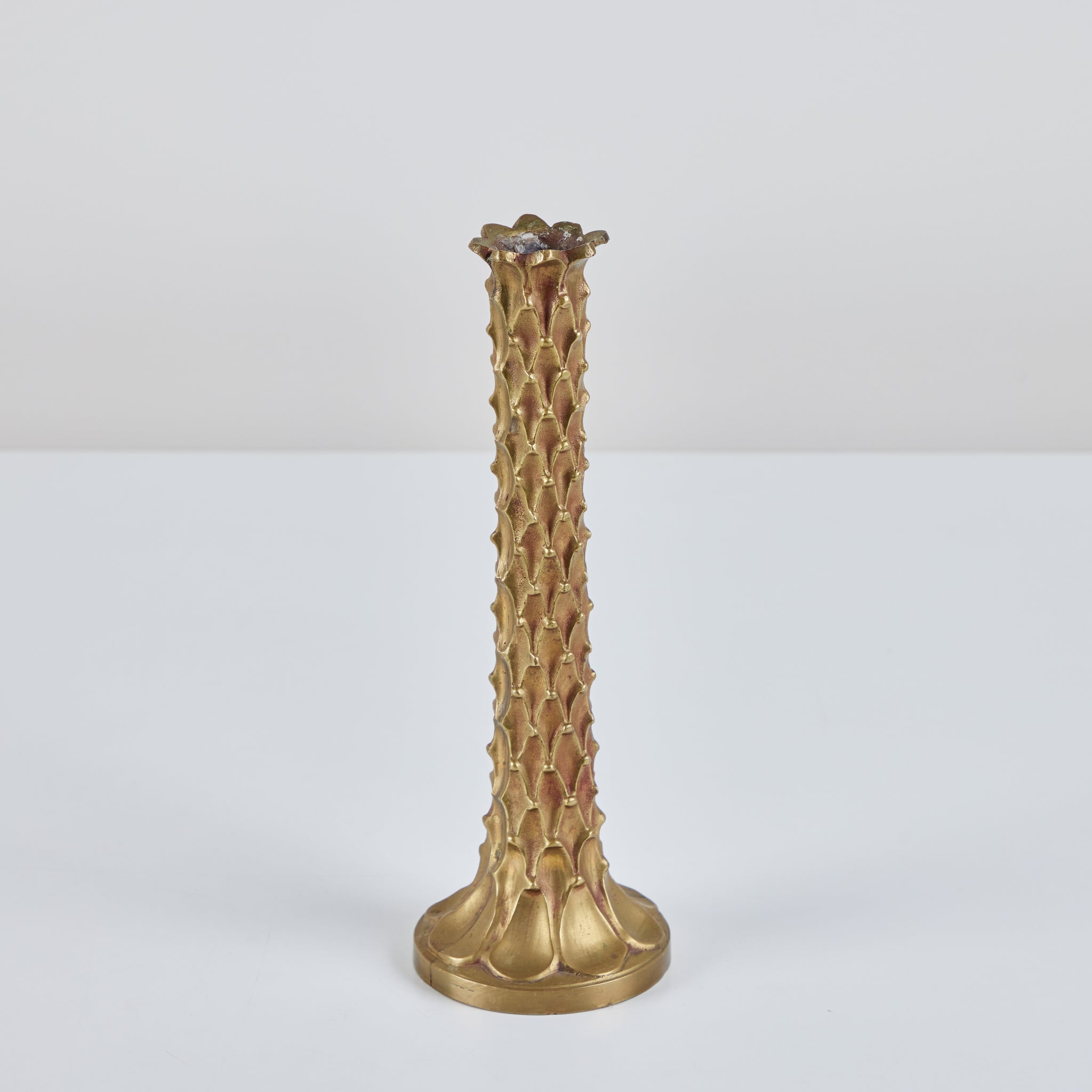 Pair of Brass Textured Candlesticks