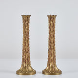 Pair of Brass Textured Candlesticks