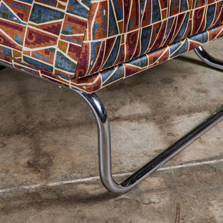 Pair of Tubular Cantilever Lounge Chairs with Brook Perdigon Textiles