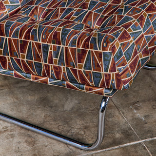 Pair of Tubular Cantilever Lounge Chairs with Brook Perdigon Textiles