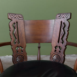 Pair of Carved Walnut Lounge Chairs in the Style of Ettore Zaccari