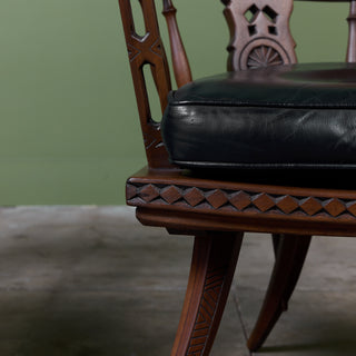 Pair of Carved Walnut Lounge Chairs in the Style of Ettore Zaccari