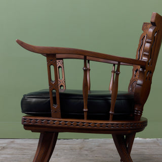 Pair of Carved Walnut Lounge Chairs in the Style of Ettore Zaccari