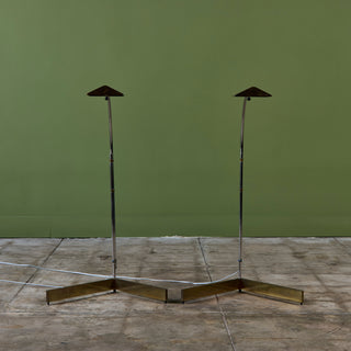 ON HOLD ** Pair of Cedric Hartman Brass and Stainless Steel Floor Lamps