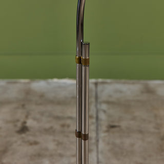 ON HOLD ** Pair of Cedric Hartman Brass and Stainless Steel Floor Lamps