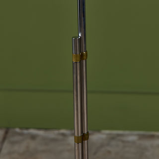 Pair of Cedric Hartman T Base Parallel Bar Brass and Stainless Steel Floor Lamps