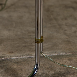 Pair of Cedric Hartman T Base Parallel Bar Brass and Stainless Steel Floor Lamps