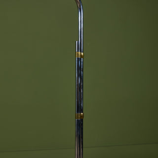 Pair of Cedric Hartman T Base Parallel Bar Brass and Stainless Steel Floor Lamps