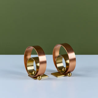 Pair of Copper and Brass Ring Bookends by Walter von Nessen for Chase USA