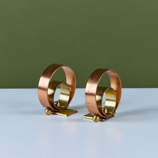 Pair of Copper and Brass Ring Bookends by Walter von Nessen for Chase USA