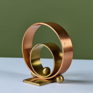 Pair of Copper and Brass Ring Bookends by Walter von Nessen for Chase USA