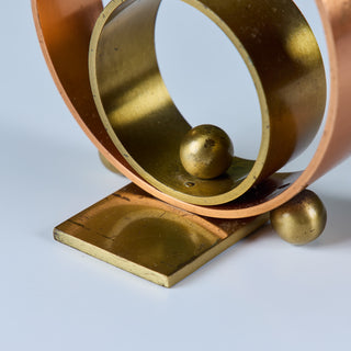 Pair of Copper and Brass Ring Bookends by Walter von Nessen for Chase USA