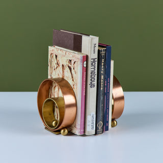 Pair of Copper and Brass Ring Bookends by Walter von Nessen for Chase USA