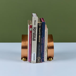 Pair of Copper and Brass Ring Bookends by Walter von Nessen for Chase USA