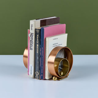Pair of Copper and Brass Ring Bookends by Walter von Nessen for Chase USA