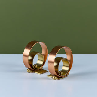 Pair of Copper and Brass Ring Bookends by Walter von Nessen for Chase USA