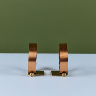Pair of Copper and Brass Ring Bookends by Walter von Nessen for Chase USA