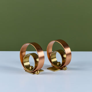 Pair of Copper and Brass Ring Bookends by Walter von Nessen for Chase USA
