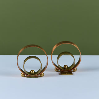 Pair of Copper and Brass Ring Bookends by Walter von Nessen for Chase USA