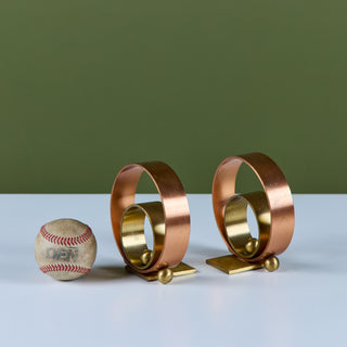 Pair of Copper and Brass Ring Bookends by Walter von Nessen for Chase USA