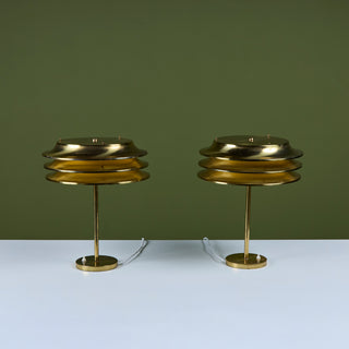 Pair of Kai Ruokonen Brass Table Lamps for Orno