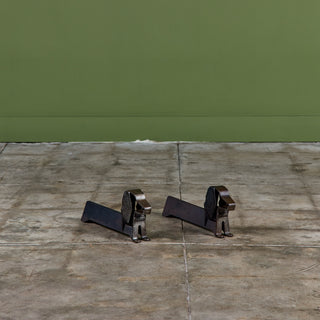 Pair of Cast Iron Dachshund Andirons